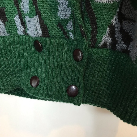 Vintage 80’s Wool Varsity Jacket Green Gray Oversized XL Extra Large Ski Lodge - Picture 2 of 7